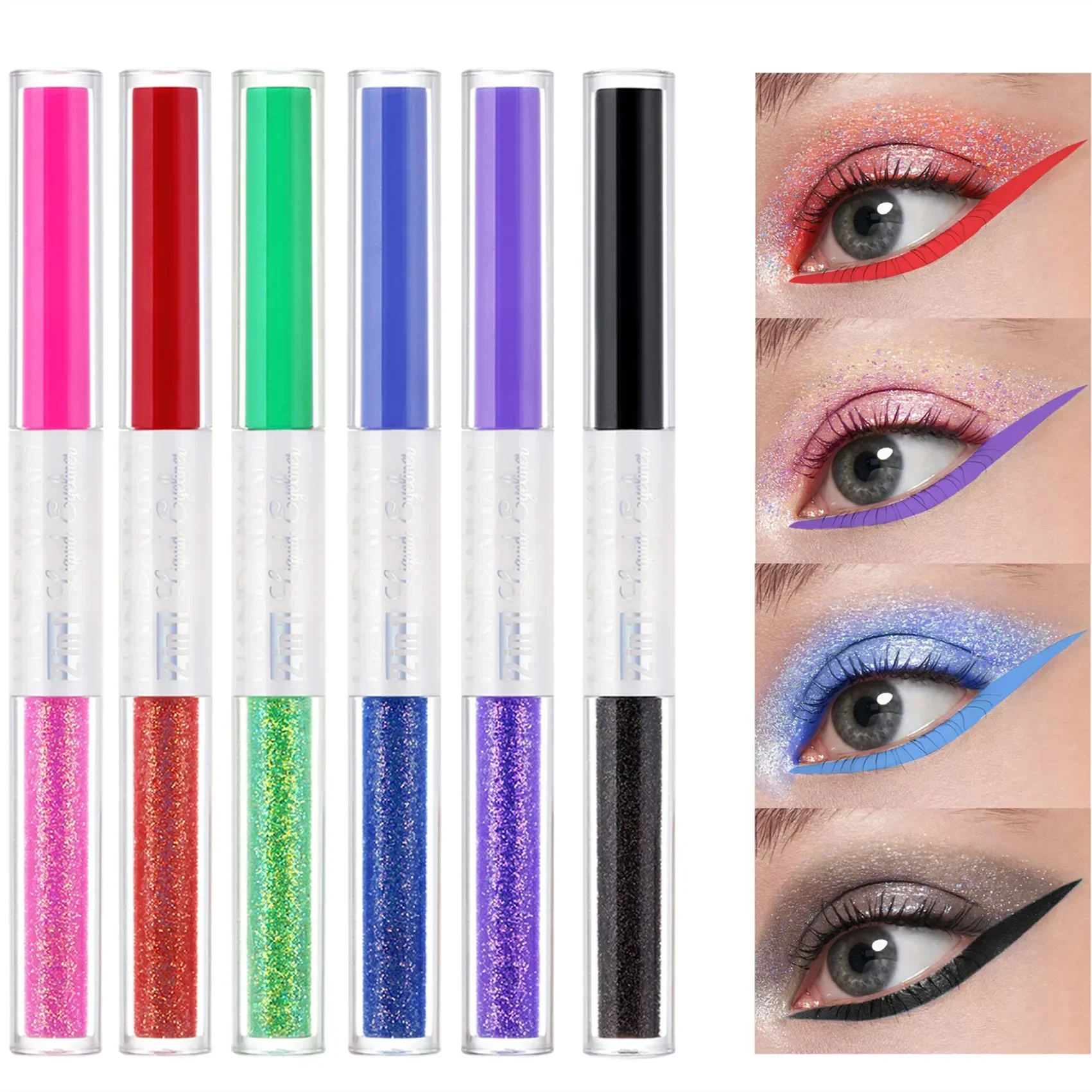 12 Kleur Glitter Eyeliner Potlood Waterdichte Glitter Roze Witte Markeerstift Zijderupsje Schaduw Diamant Vloeibare Eyeliner Pen Oogmake-Up