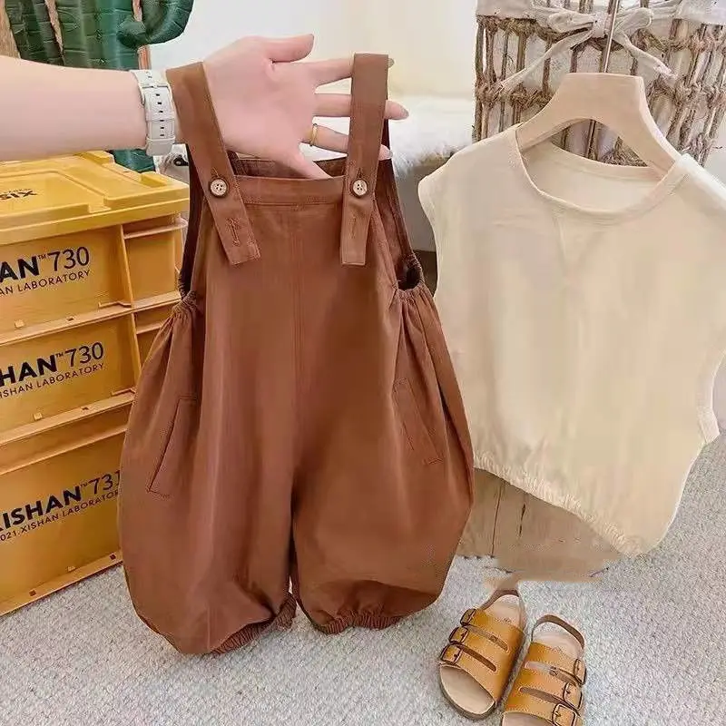 Boys and Girls Strap Pants Spring/Summer Thin Edition Children's Baby Cotton Loose Pants