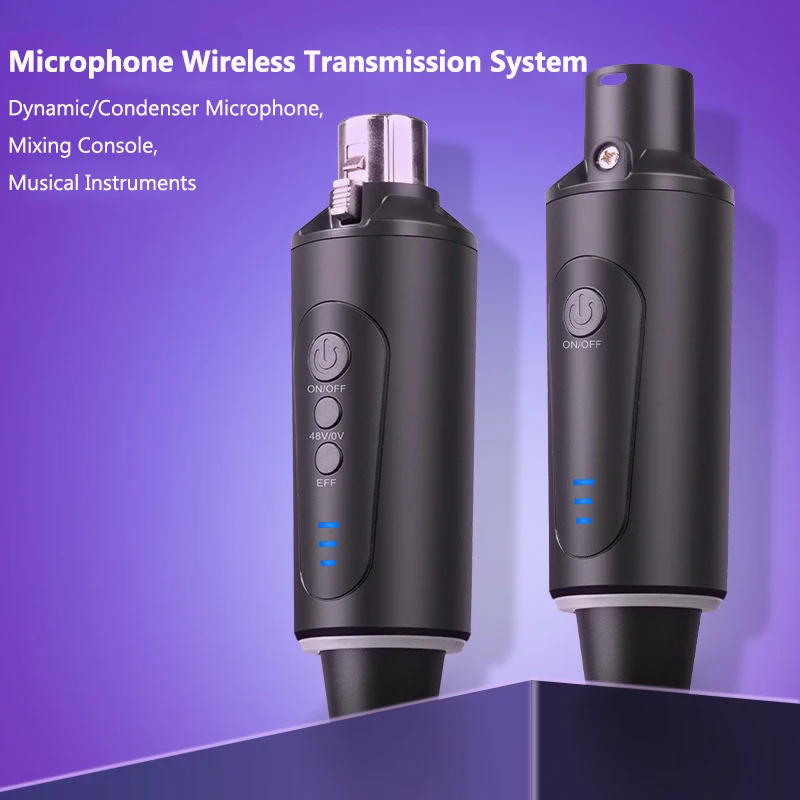 Wireless Microphone Transmission System XLR Mic Converter Adapter 2.4GHz Automatic Transmitter Setup For Condenser Dynamic Mic