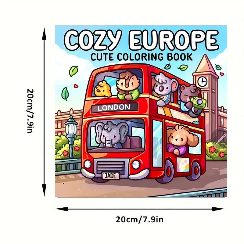 Libro para colorear Cutie Europe de 28 páginas para adultos |   Libro para colorear, útiles de dibujo para Navidad, Acción de Gracias