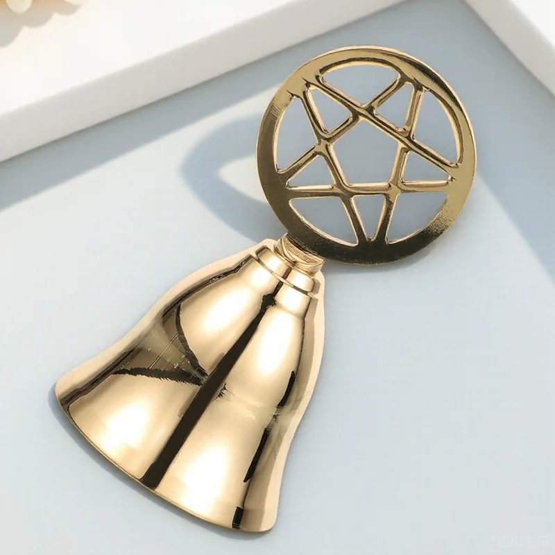

Altar Brass Handheld Bell Pentagram Vintage Style Ritual Divination Tarot Ceremony Decorative Metal Bell Bells