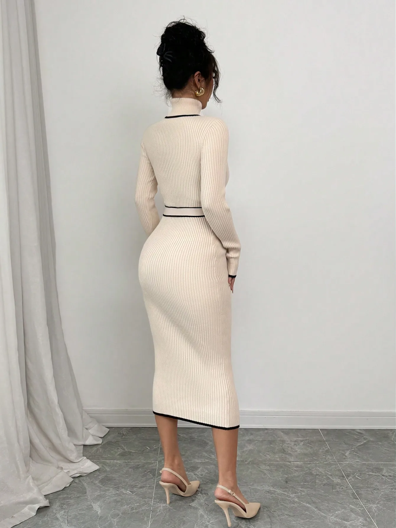 Ribbed knit wrap dress Pinterest pin versatile elegance