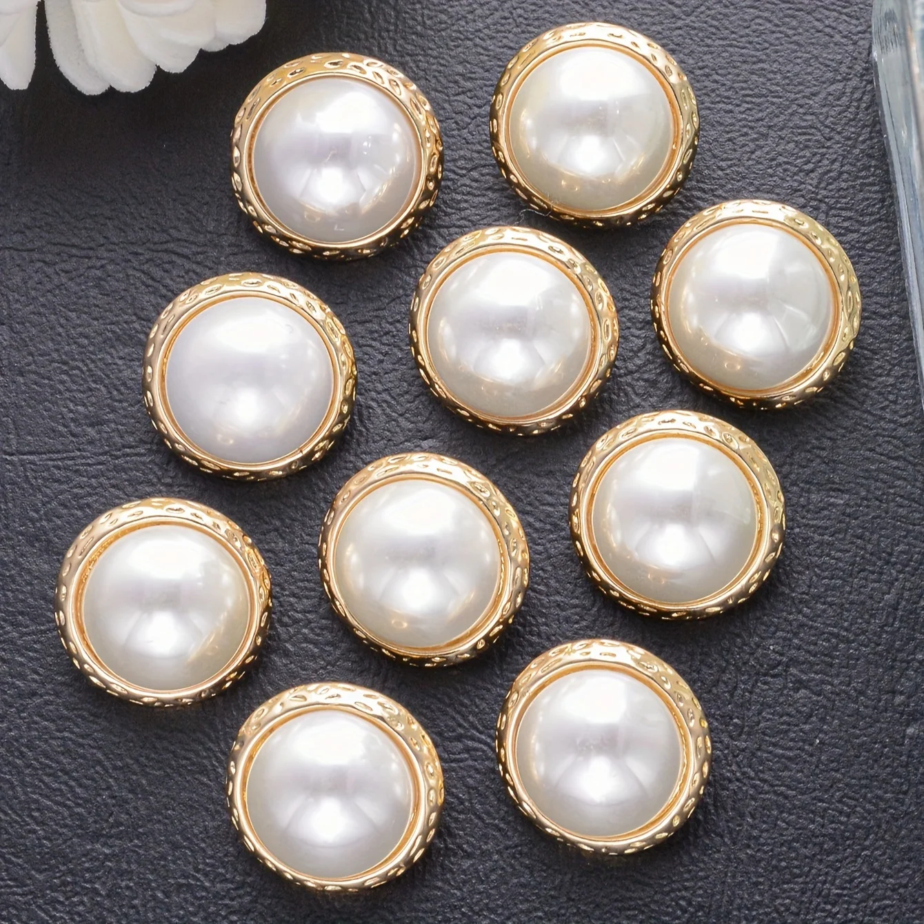 أزرار لؤلؤ مستديرة للقمصان ، خياطة معدنية مزخرفة ، زر ساق ، إكسسوارات تصنعها بنفسك ، مناسبة للقمصان ، السترات ، اللباس ، المعطف ، 16 ، 20 ، 24 ، 10 #1