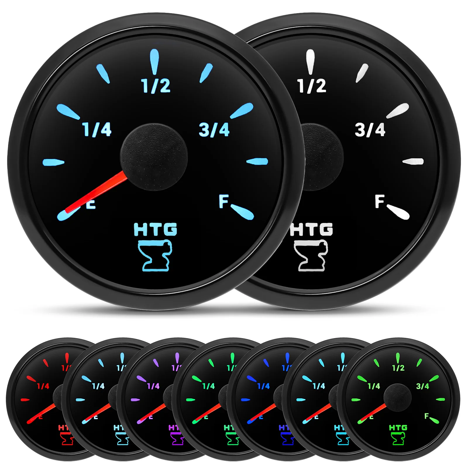 7 Color Backlight 0-190 OHM 52mm Holding Tank Gauge for Sewage Level Sensor 100-600mm Waste Tank Meter HTG Auto Car Yacht 9-32V