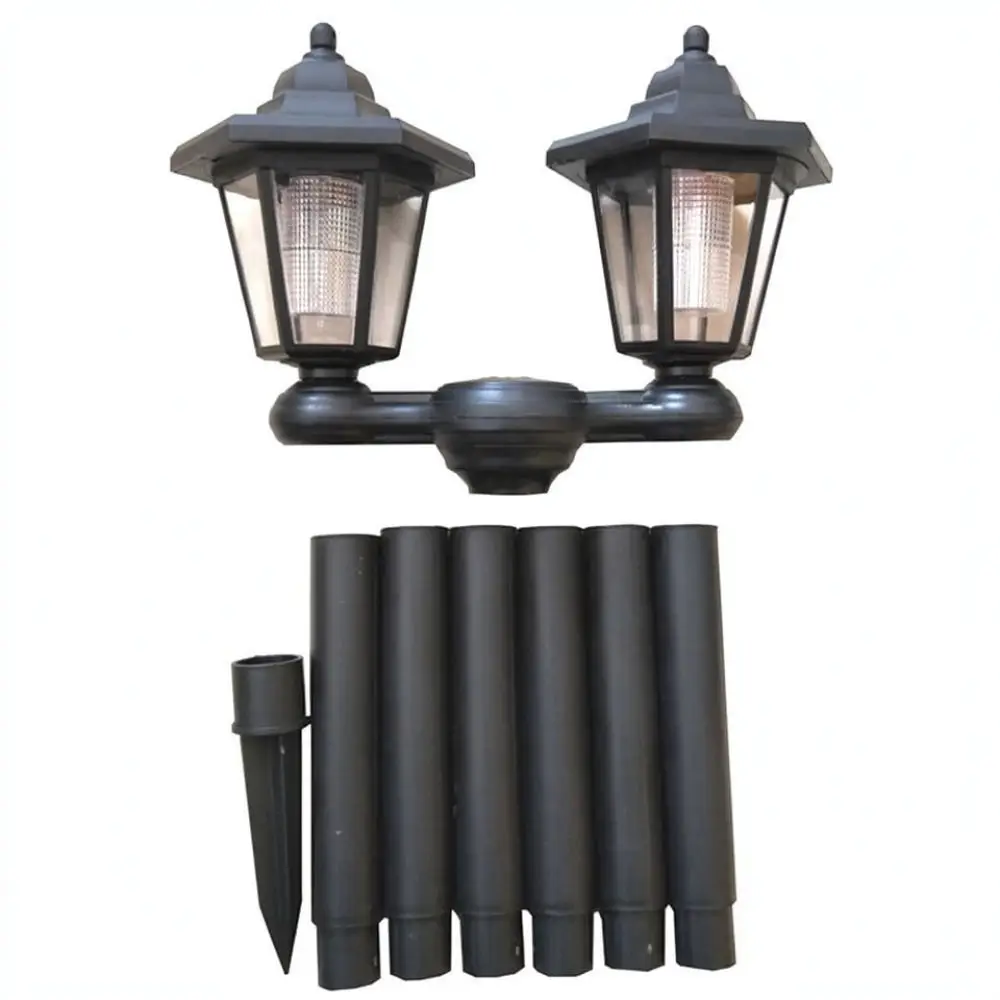 Vintage Style Solar Yard Lamp 1.5M Pole Hexagonal Palace Light Outdoor Garden Pathway Decoration Landscape Street Light
