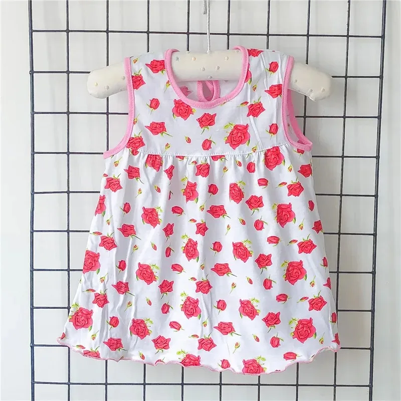 Baby girl Dress summer Girls Dresses Style Infantile Dress Hot Sale Baby Girl Clothes Red Flower Style Dress 0-24months