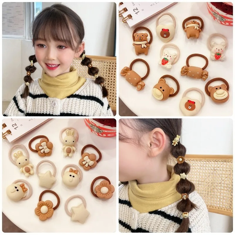 Kawaii Cartoon Baby Small Scrunchies Cute Children Girls Kids Elastic Hair Rubber Bands Accessories Tie Hair Ring Rope Headdress