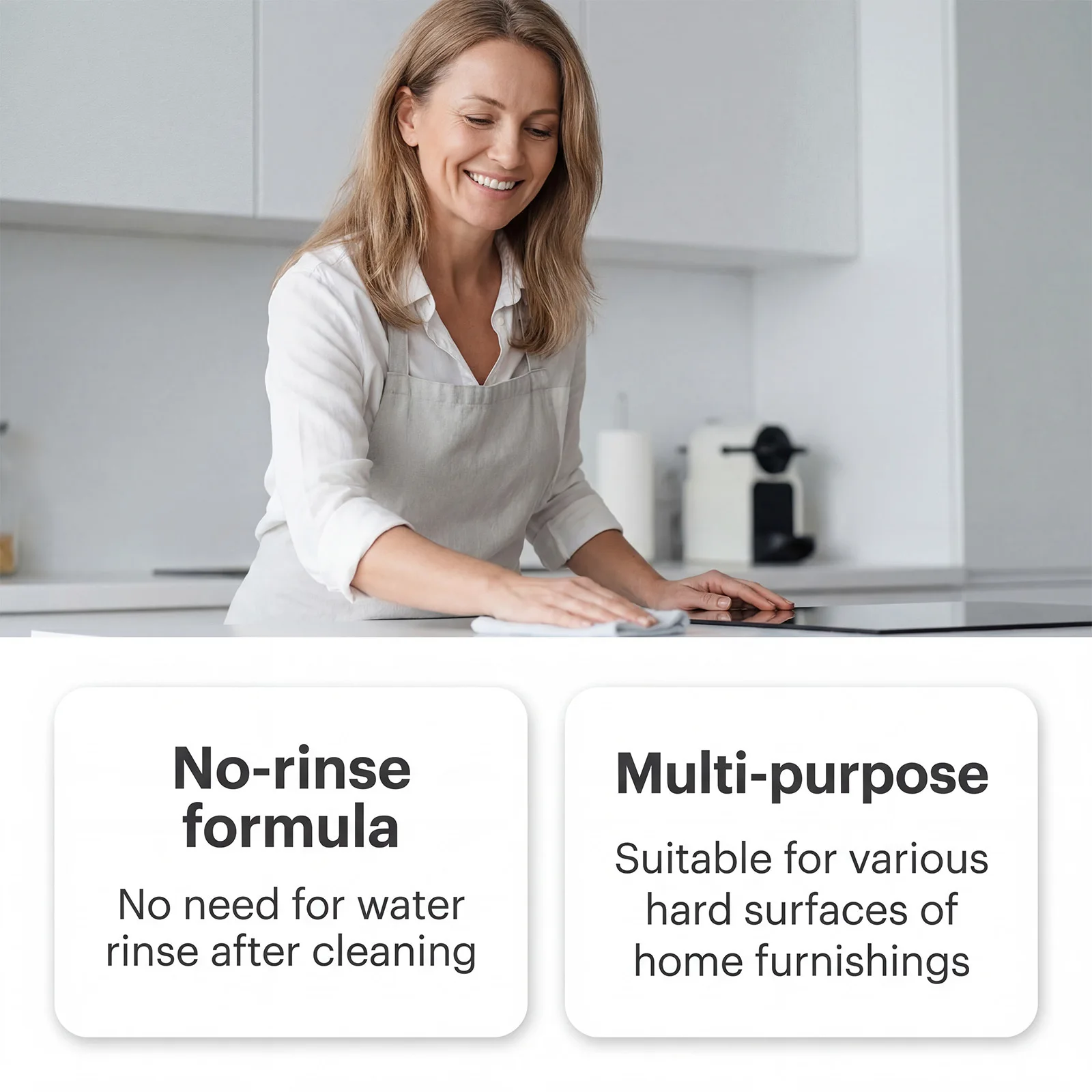 Multi-Purpose Cleaner No-Rinse Formula For Home Kitchen And Bathroom Cleaning
