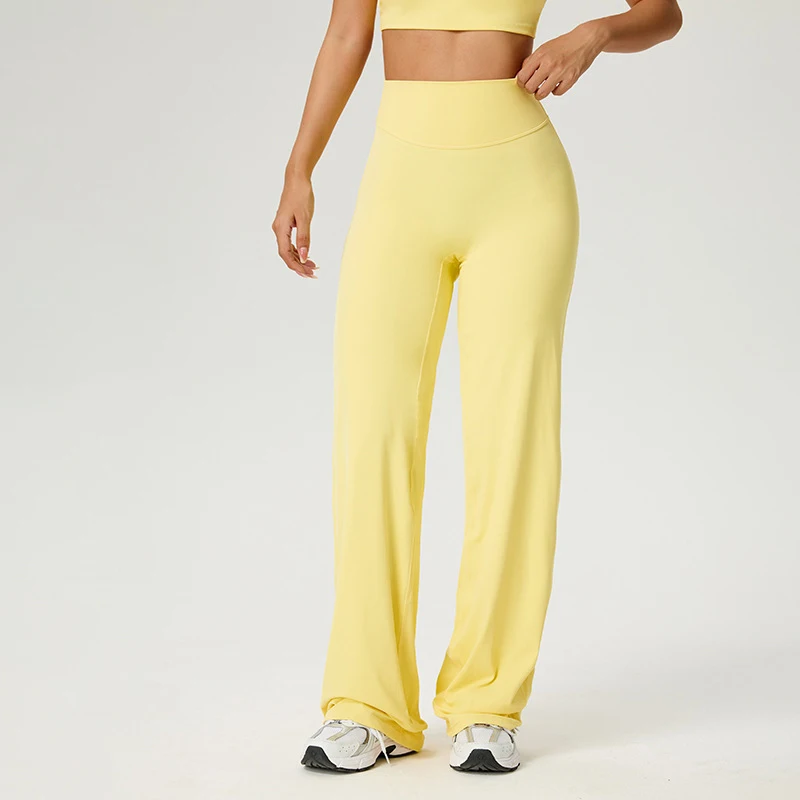 SOISOU Nylon High Waist Wide Straight-Leg Pants Ultra Soft Butter Fabric Women's High Elastic Yoga Pants Running Sport Trousers image 3