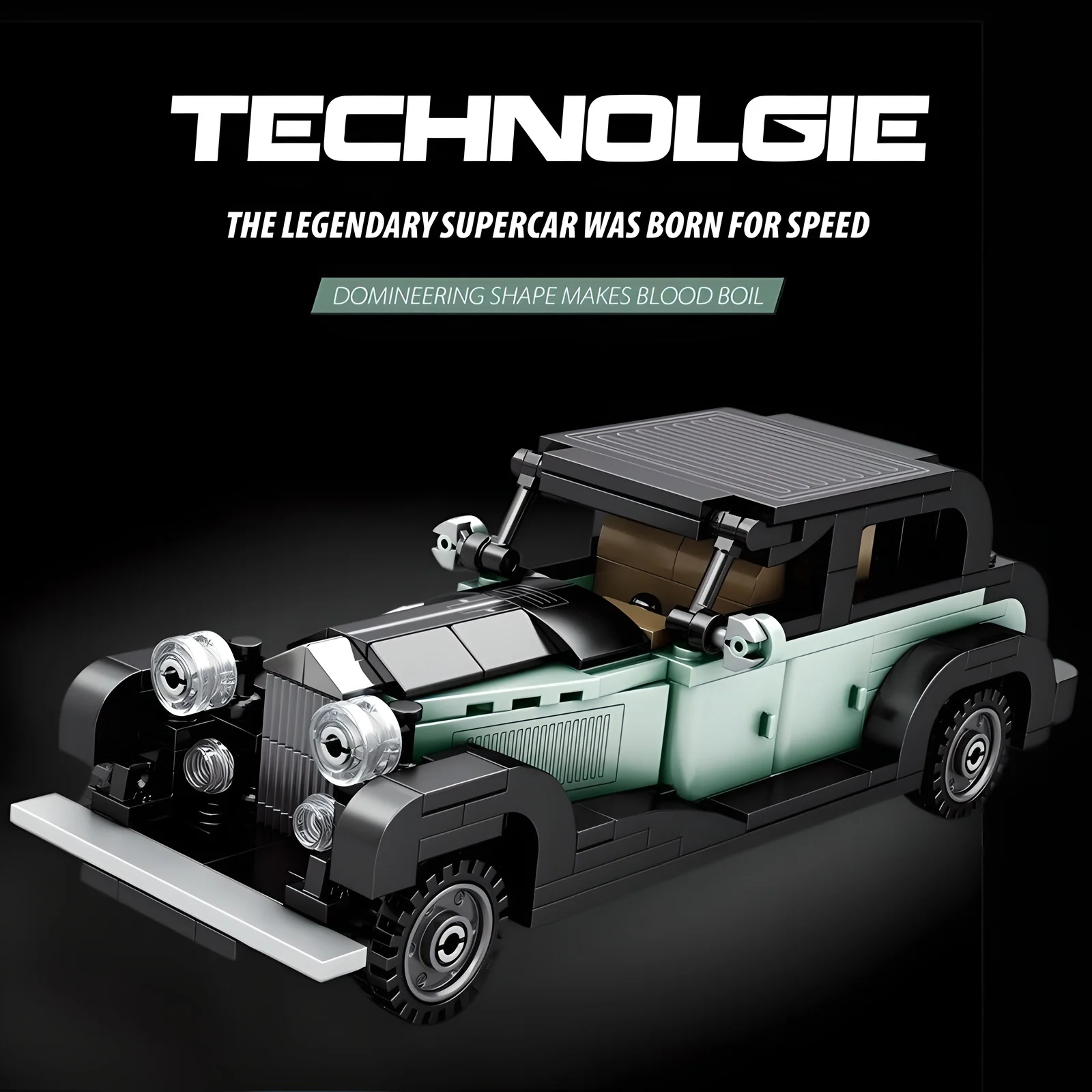 

New simulation 1:24 retro car supercar small particle building block children's toy assembly ornaments