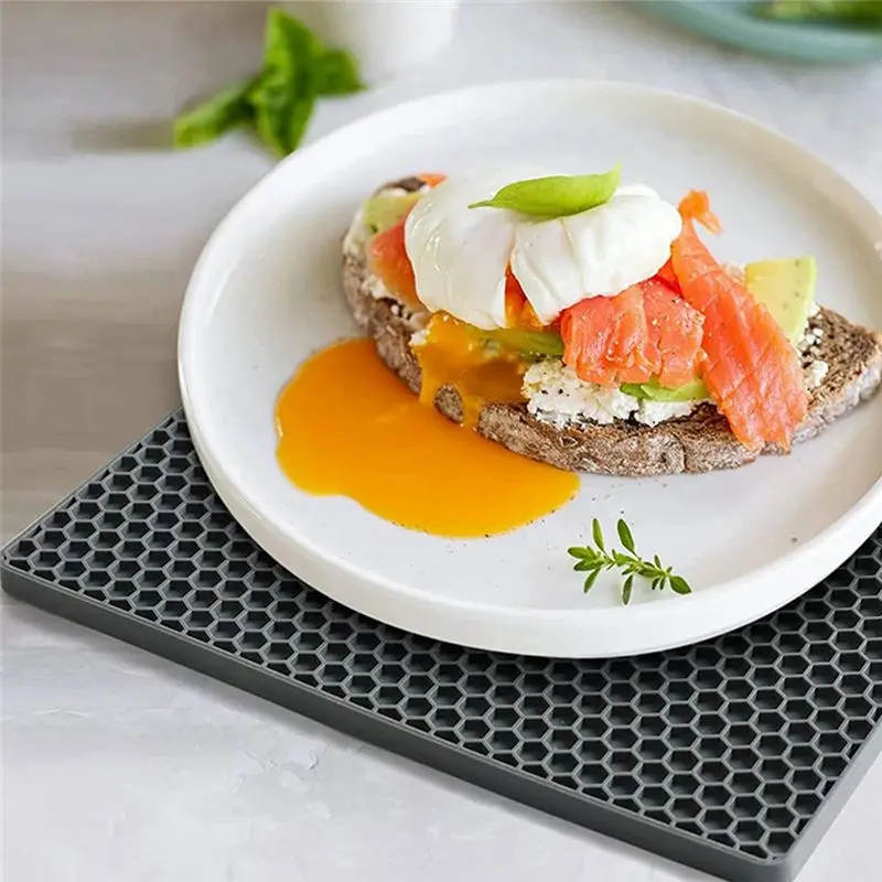 

Rank! 8 Pack Dark Gray Silicone Mats, Pot Pads Silicone Pot Holders for Heat Resistant, Anti Slip, Easy To Wash and Dry