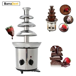 4Tier Stainless Steel Electric Chocolate Fondue Fountain Machine Home Appliance Chocolate Candy Fountain Waterfall Melting Tower