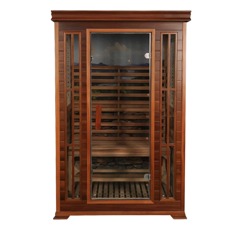 

Портативная паровая инфракрасная кабина из красного кедра для домашнего и коммерческого использования, двухместная, с широким спектром излучения, световолновая.