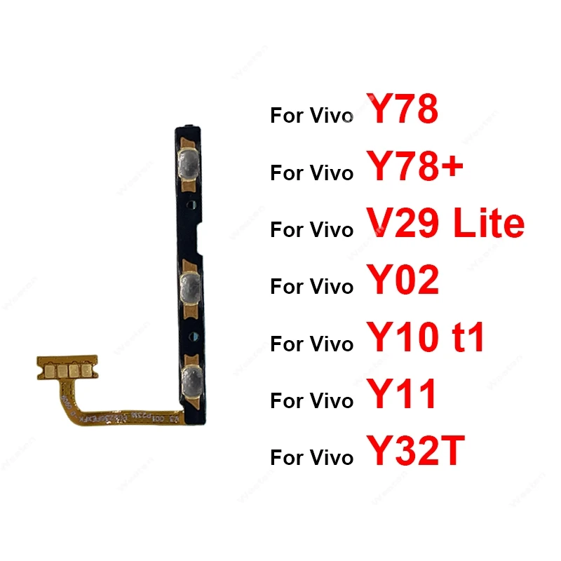 Flex de volumen de energía para Vivo V29 Lite Y02 Y02t Y10 t1 Y11 Y32T Y78 Plus 2023 5G encendido apagado volumen de energía botón lateral piezas de cable flexible