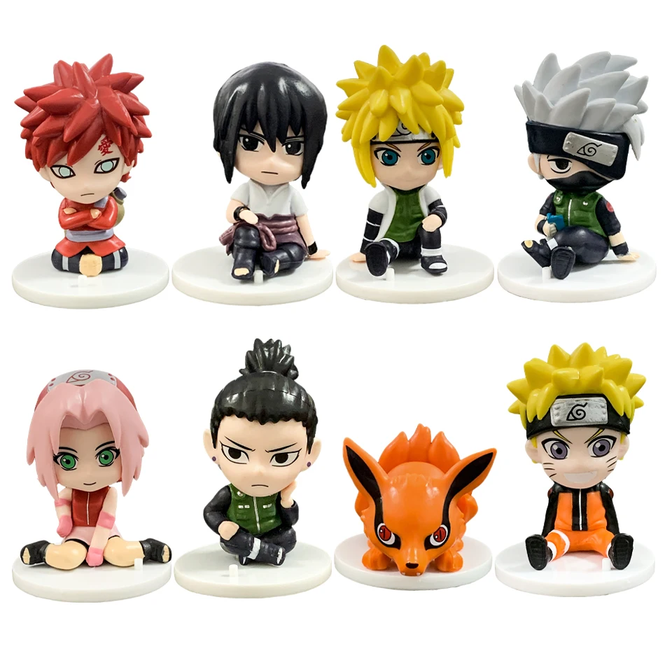

Anime 8Pcs Naruto Uzumaki Naruto Haruno Sakura Uchiha Sasuke Hatake Kakashi Figure PVC Model Toys Desktop Decoration Kids Gifts