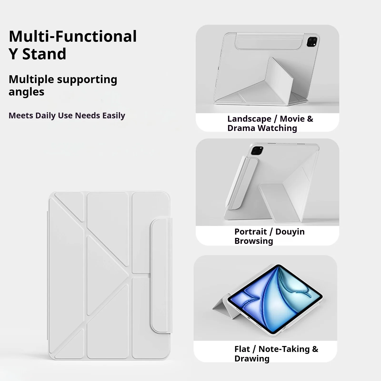 ZOYU Case iPad A16 11/10th Gen, For iPad Pro 11 12.9 13 inch Air 11 4/5/6/7/8 mini 6/7 Magnetic Detachable Y-Shaped Folding Case