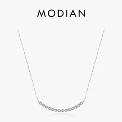 MODIAN Genuine 925 Sterling Silver Exqusite Dazzling Zirconia Pendant Silver Chain Necklace for Women Wedding Engagement Jewelry