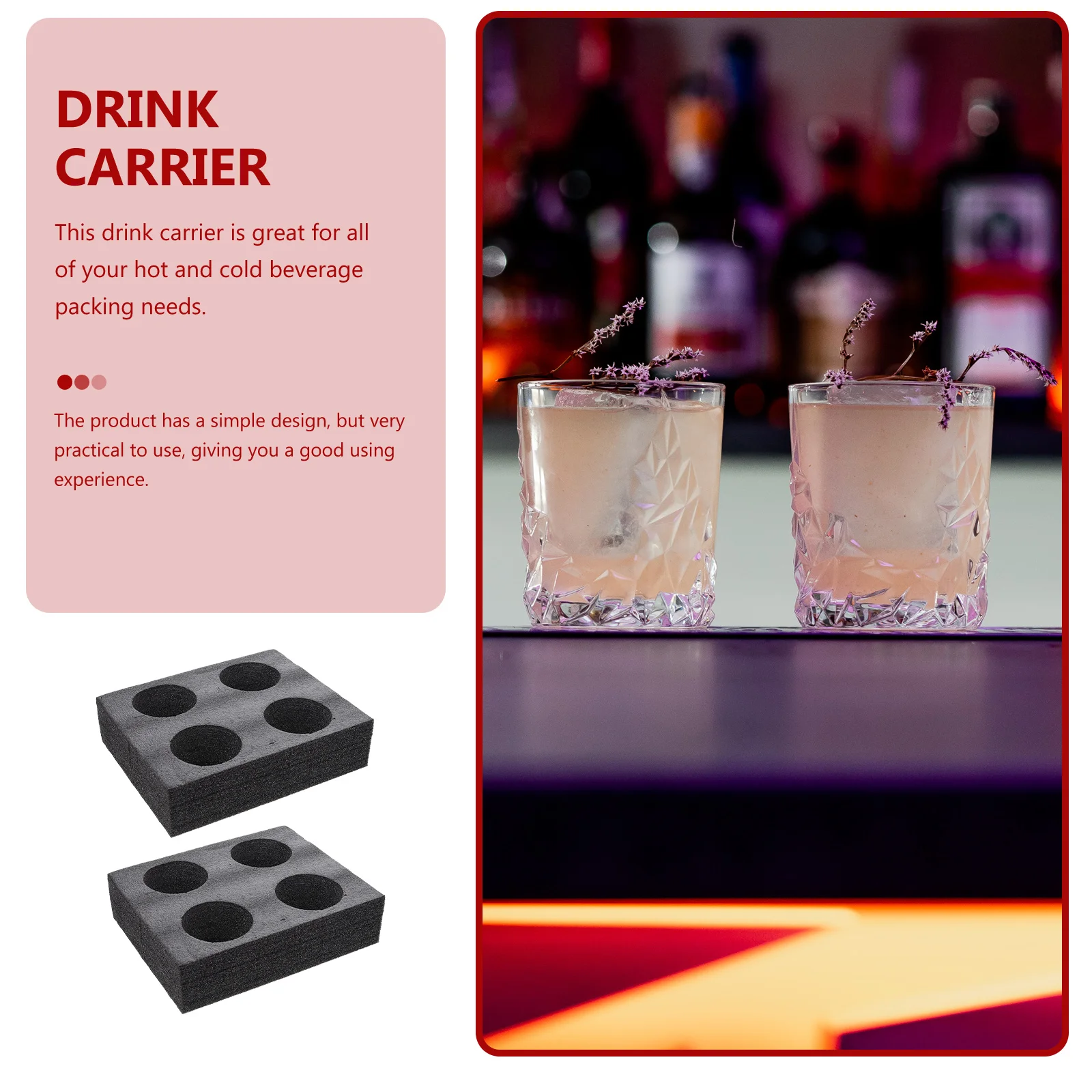 

2pcs Drink Fixed Cup Holder Beverage Carrier Tray Leak-Proof for Coffee Milk Tea Takeout Dessert Shop Reusable Outdoor Cup Tray