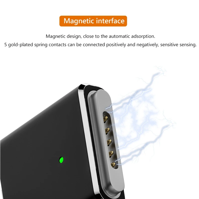 Sostituibile per adattatore Magsafe3 adattatore da tipo C femmina a 5pin ad alta potenza adattatore da 100W con Led per/Pro
