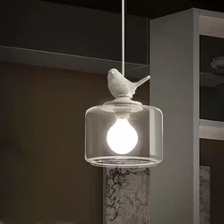 Birds Glass Pendant Lights For Dining Room Kitchen Bedroom Homestay Suspension Hanging Lamp E27 LED Christmas Gift Drop Shipping