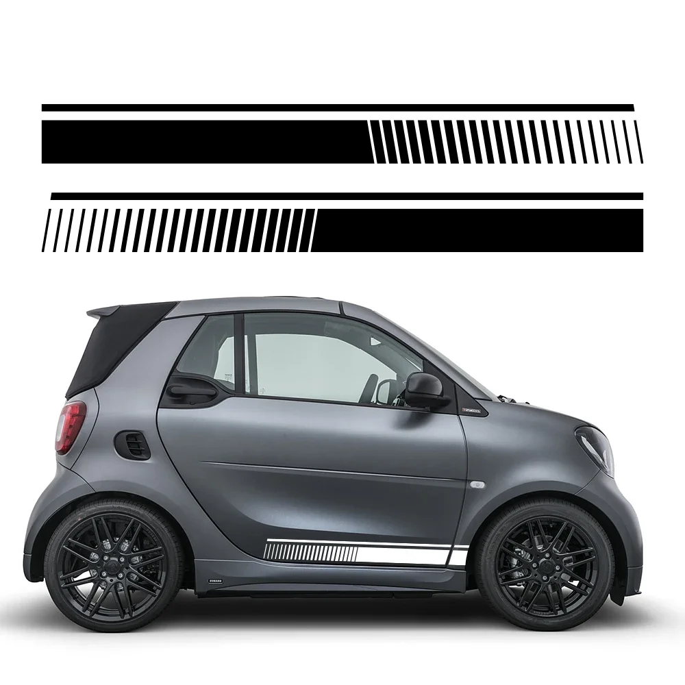 Sport Racing Stripes Car Styling Door Side Skirt Sticker Vinyl Decals Decor For Mercedes Benz Smart Fortwo 453 451 Accessories