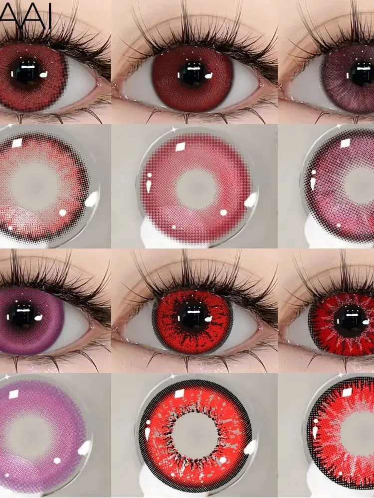 UYAAI Cosplay Kontaktlinsen Make-up Farbige Schüler Kosmetik Schönheit Rote Linsen Frau Cosplay Rosa Schüler Halloween Farbkontakte
