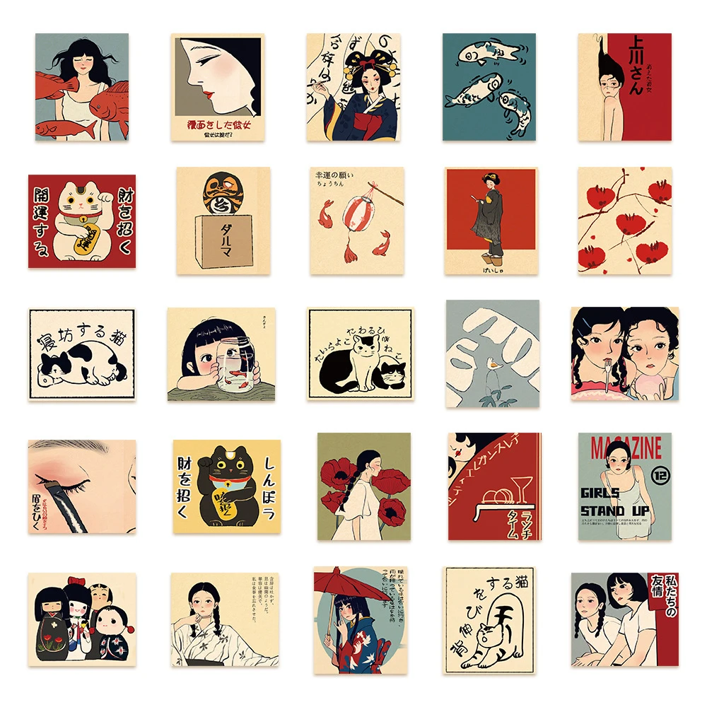 10/30/50pcs Classico Stile Giapponese Cultura Adesivi Carino Giorno di Primavera Del Fumetto Adesivo Del Computer Portatile Bottiglia di Acqua Del Telefono Kawaii ragazza decalcomanie