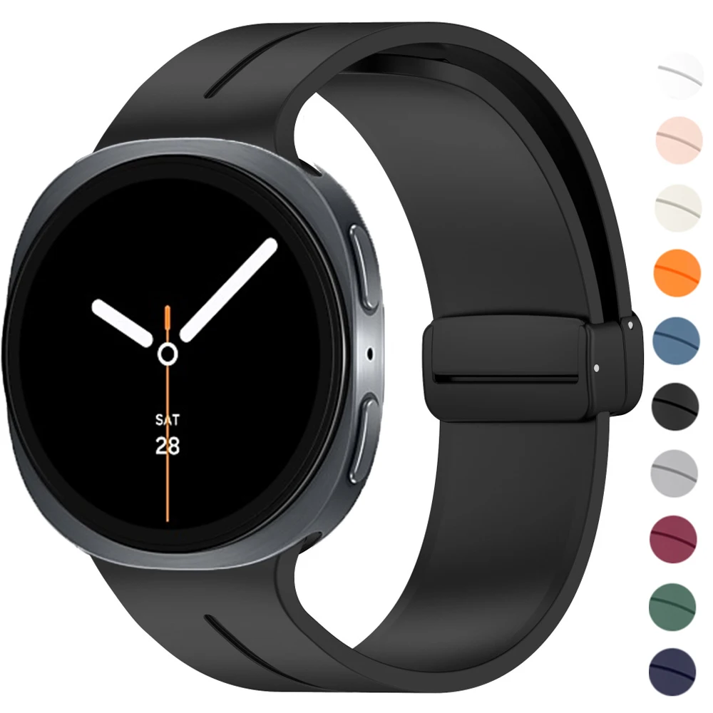 Magnetic Silicone Strap For Samsung Galaxy Watch 8 44mm 40mm Band Sports Bracelet For Samsung Watch 8 Classic 46mm Accessories
