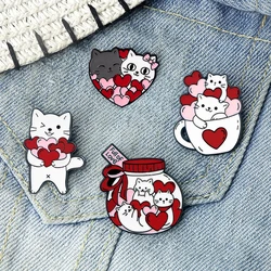 Cute Cats Wink Enamel Brooch Sweet Kitten Couple Photo Wedding Candy Gift Denim Lapel Pins Cartoon Animal Badge Backpack Jewelry