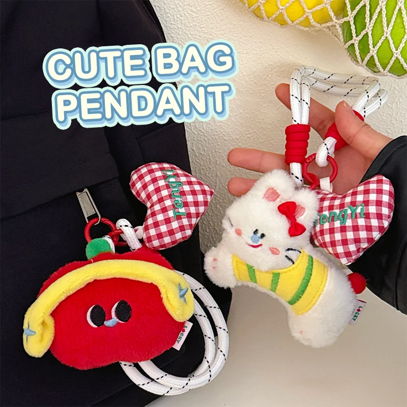 Porte-clés en peluche pour écouteurs Apple, lapin de dessin animé, poupée en peluche douce, pendentif de voiture, sac à dos, décor de sac, cadeau pour enfant