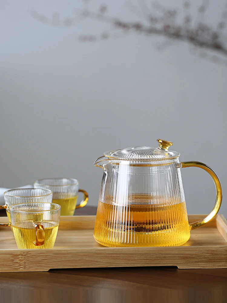 

Thiened Glass Tea Pot for Brewing Tea High Temperature Resistant Home Use Tea Water Separation Tea Set Kit Chinese Sle