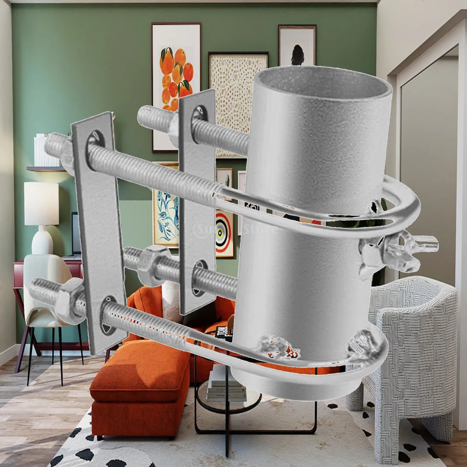 Patio Umbrella Stand Outdoor Parasol Holder Weather Resistant U Bolts Mount Bracket for Garden Balcony Courtyard