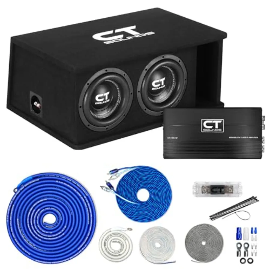 

Dual 8 1600W bass package for car audio: MDF enclosure black carpet finish high-power handling and compact design