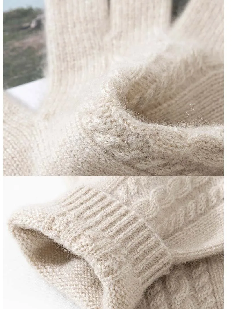 Cashmere Beanie Hat Set Gloves Two Piece Hiking Outdoor Warm Accessories