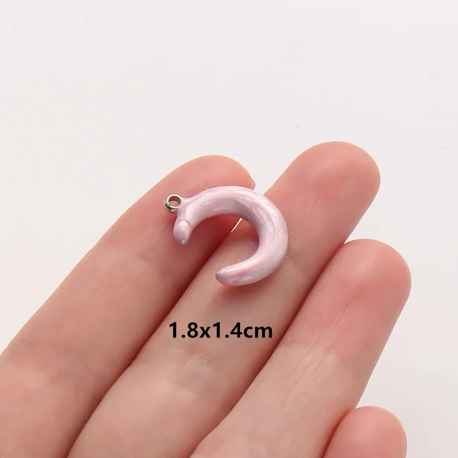 2 Stück Rosa Hot Pink Emaille Vintage Sonne Mond Stern Anhänger Edelstahl Charms für Schmuckherstellung DIY Schlüsselanhänger Charm – Detail 4