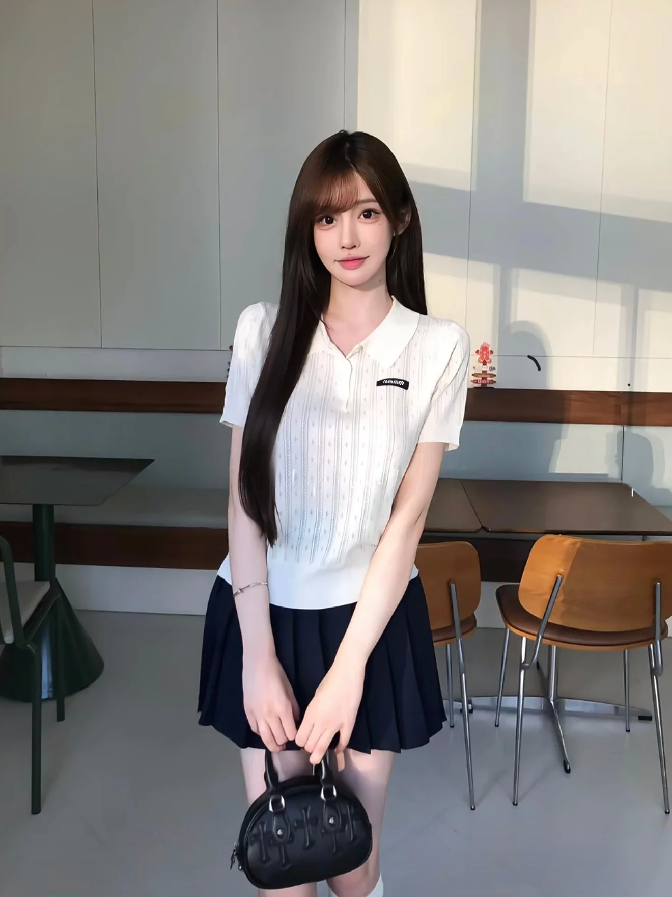 

Трикотажная футболка с коротким рукавом в стиле Seoul Miu, повседневная, с вырезами, для создания нежного образа, укороченный топ-юбка для женщин