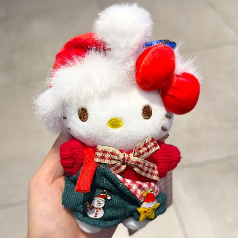 2025 جديد Kawaii مرحبا كيتي عيد الميلاد أفخم دمية اليابانية سانريو الكرتون على ظهره قلادة الأطفال الإبداعية مهرجان هدية