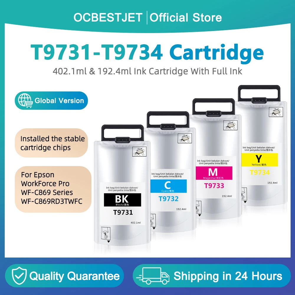 

Сменный комплект чернил T973 T9731 T9732 T9733 T9734 для картриджей Epson WF-C869 WF-C869R WF-C869RDTWFC WF-C869RDTWF