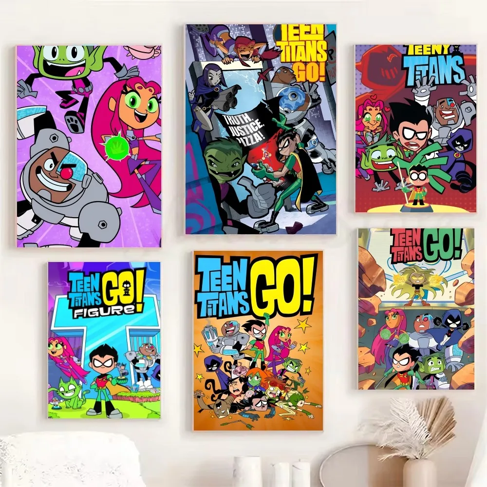 T-Teen Titans Go ملصق ورقي طباعة غرفة المعيشة المنزلي غرفة نوم مدخل بار مقهى الفن اللوحة الديكور #2