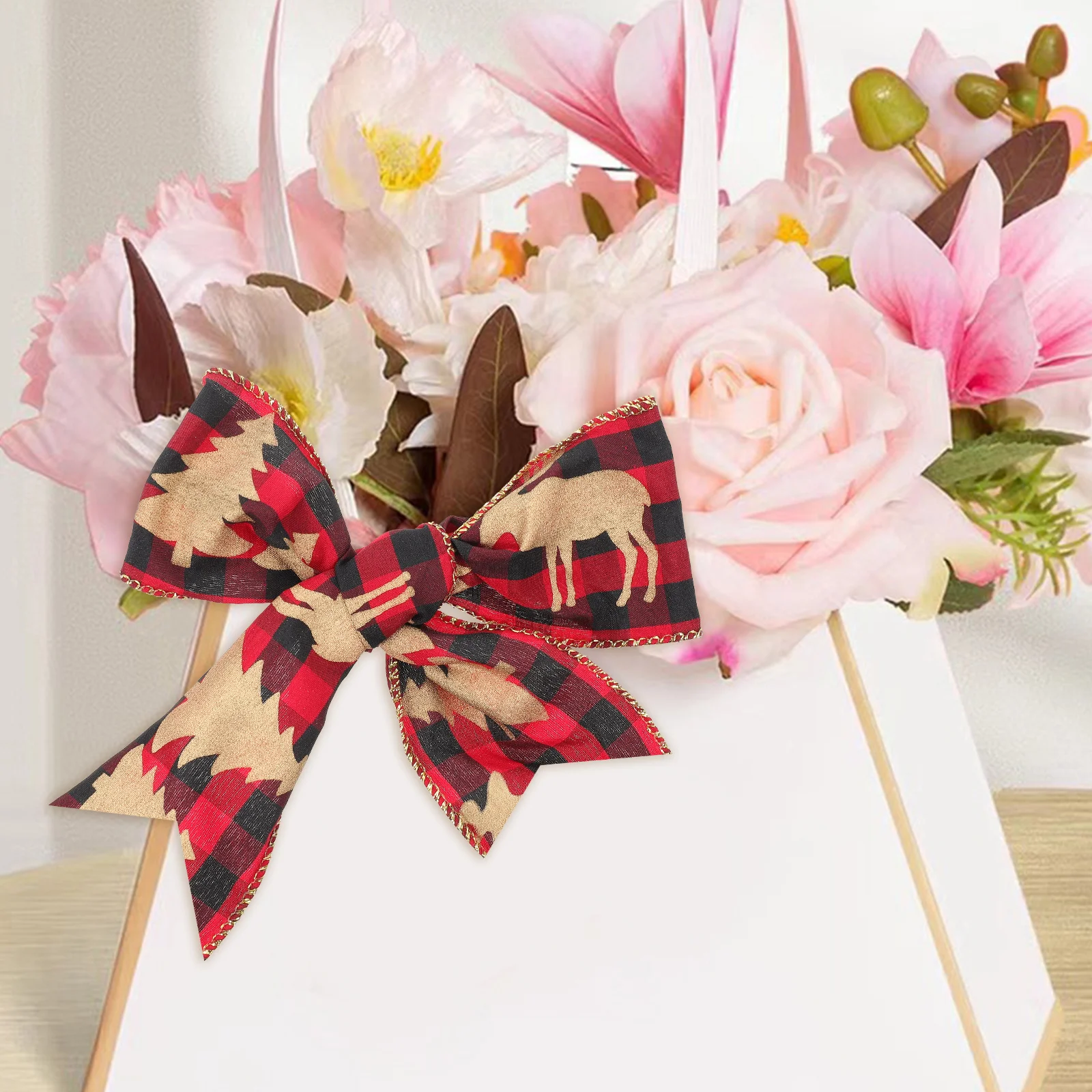 

DIY Christmas Ribbon 8M Long Wear-Resistant Xmas Tree Print Ribbon for Gift Packaging Craft Hair Ornament Wreath Making