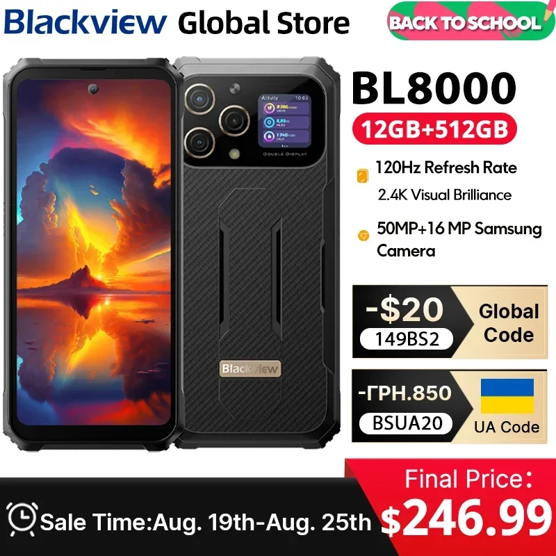 

Прочный смартфон Blackview BL8000 5G, 6,78 дюйма, 2,4K, FHD +, дисплей 120 Гц, 24 ГБ, 512 ГБ, мобильный телефон, 50 МП, 8800 мАч, 33 Вт