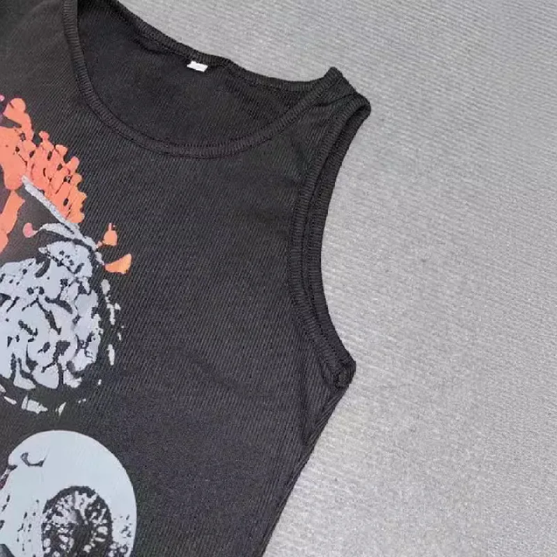

2025 New European and American Trendy Summer Hot Girl Short Tank Top Women's Printed Trendy Brand Sexy Fashion Slimming