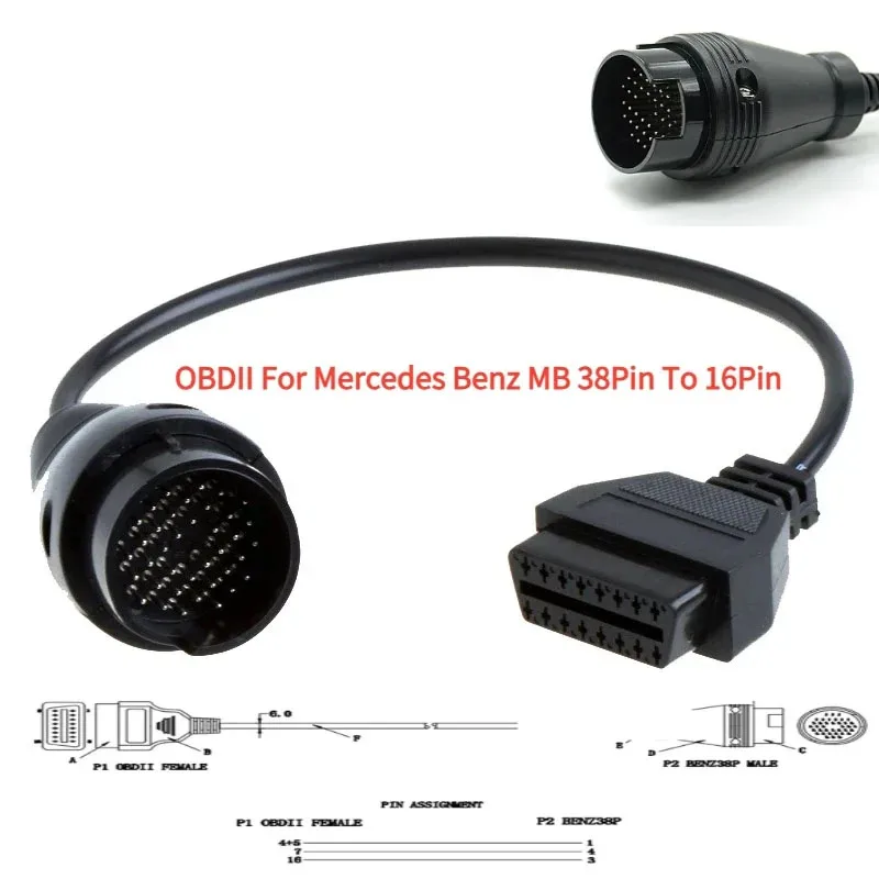 

НОВЫЙ высококачественный OBD-кабель для Mercedes Benz MB 38Pin к OBD2 OBDII 16-контактный диагностический адаптер, разъемы, кабельные диагностические инструменты