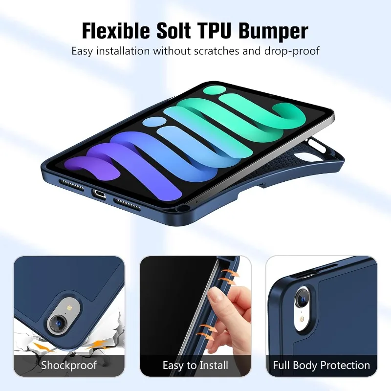 Smart Case for iPad Mini 7 A17 Pro 2024 Mini 6 8.3"2021 Pencil Holder Charging Cover iPad Mini 7th/6th A2993/A2995 A2567  fundas view 5