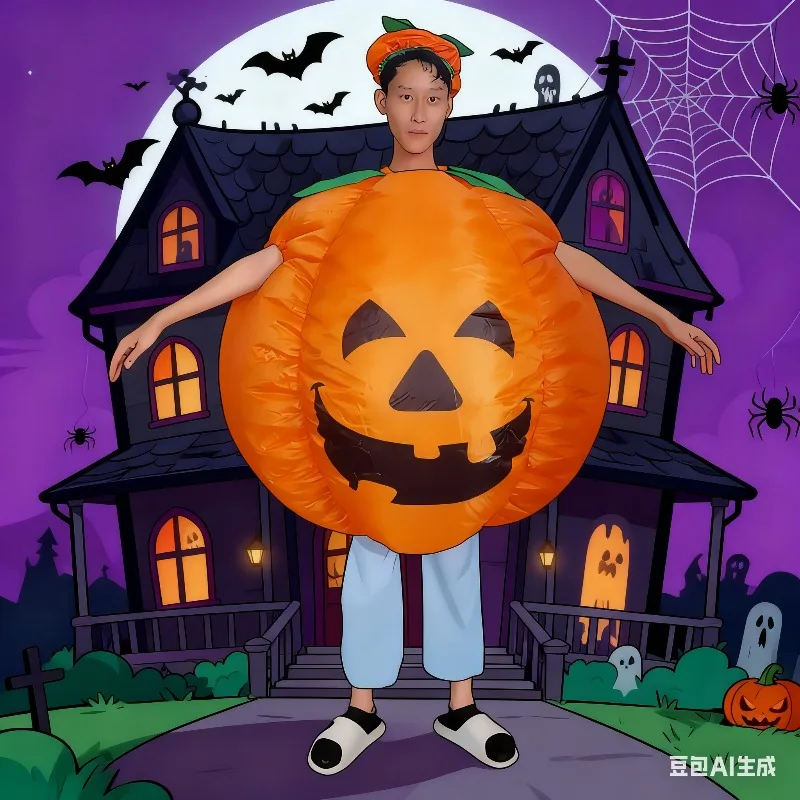 

Надувной костюм человека-гарбуза, надувной комбинезон «Человек-тыква», надувной костюм сквозь воздух, забавное нарядное платье, косплей на Хэллоуин, вечеринка