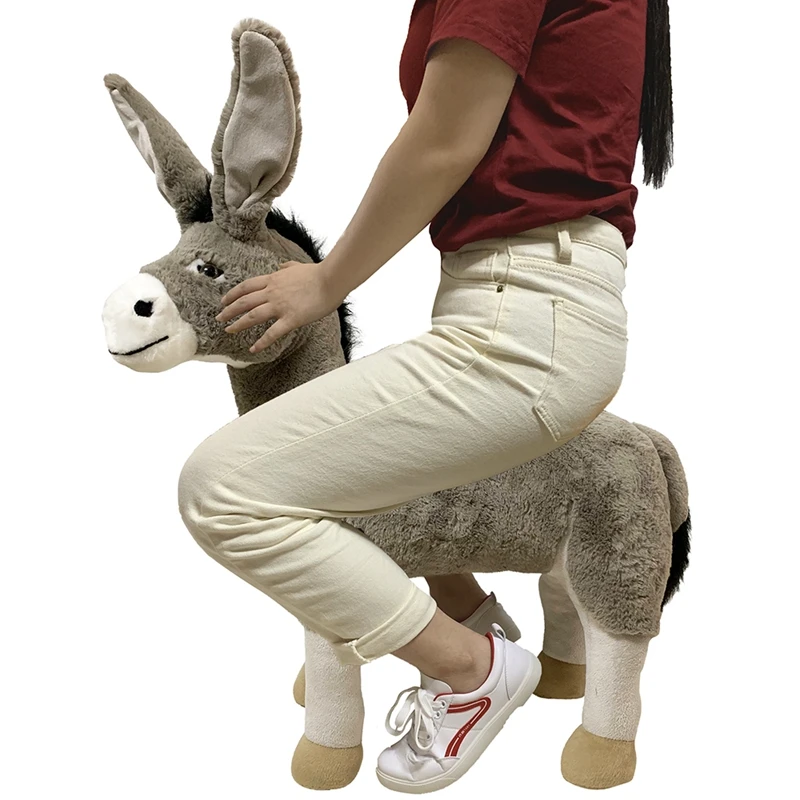 Creative Simulational Donkey Stool Footstool Sofa Giant Soft Cute Animal Plush Toy for Boy Kids Gift Decoration 64x53cm