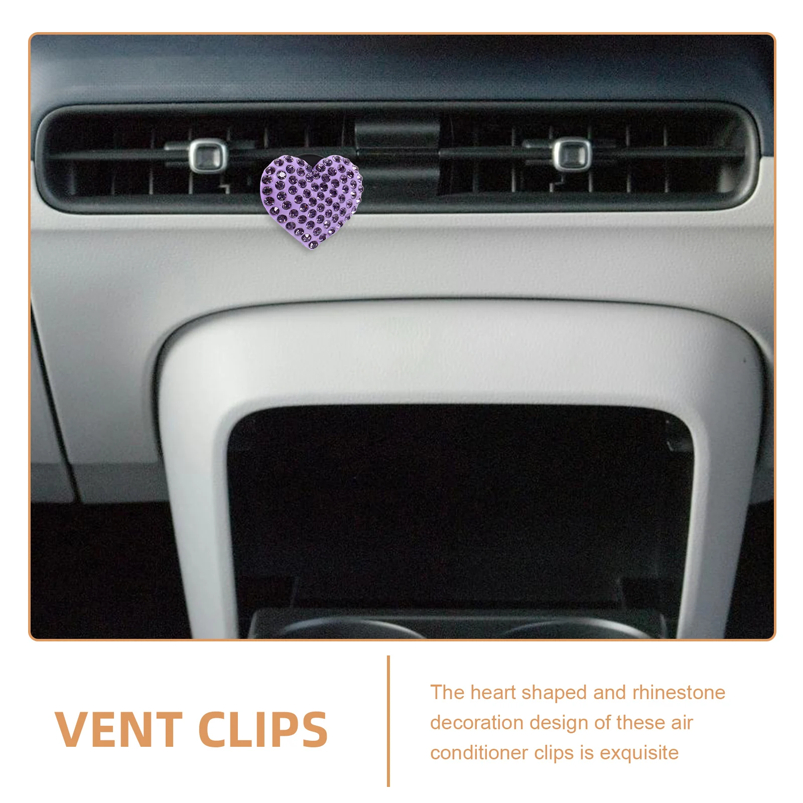 

4 Pcs Vent Clips Heart Shaped Rhinestone Design White Color Fade Resistant Deformation Resistant Car Air Freshener Clip Car