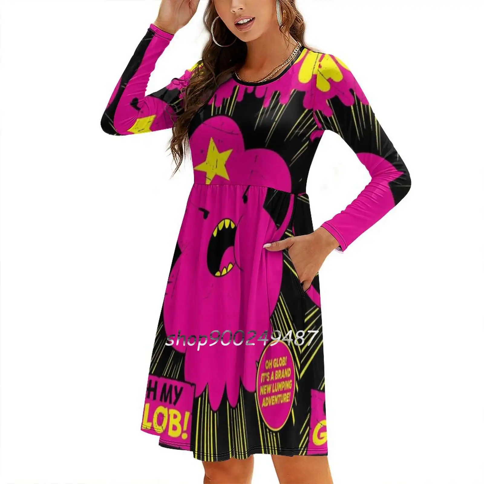 It Came From Lumpy Space-Robe à col carré pour femme, robe d'été douce, robe imprimée élégante à licou, Adventure Time