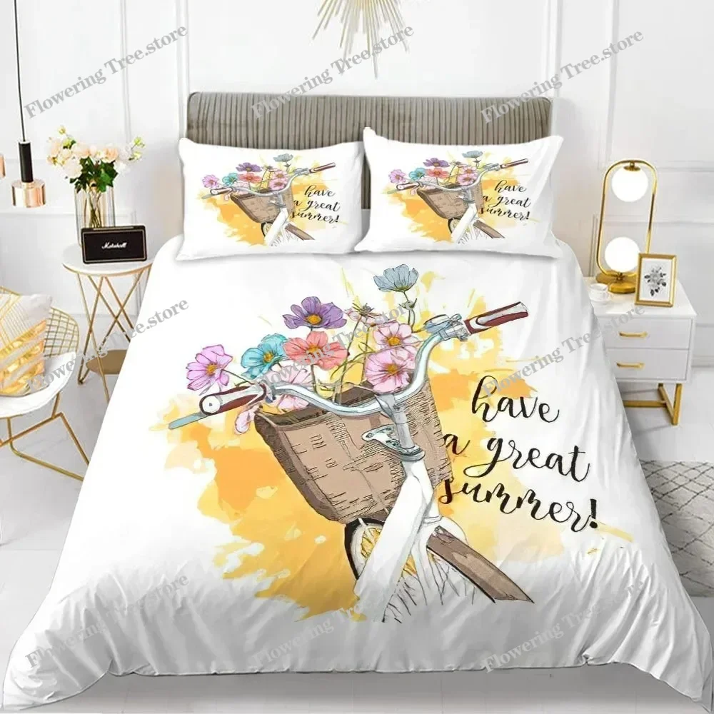 

Alphabet Flower Duvet Cover Set Microfiber Flowers Be Your Best Pattern Bedding Set For Teens Girls King Size Soft Quilt Cover