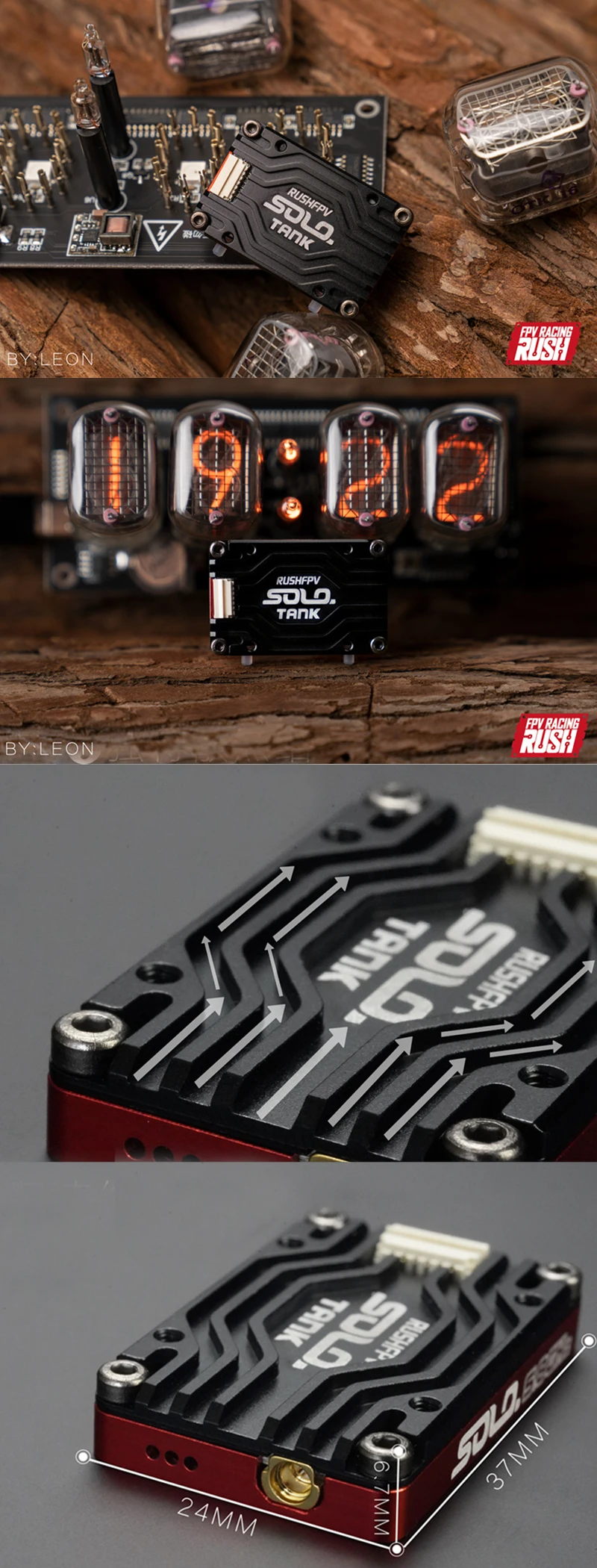 RUSHFPV 장거리 드론용 조정식 마이크, RUSH 탱크 솔로 VTX, 5.8G, 48CH PitMode, 25mW, 400mW, 800mW, 1.6W, 2-6S